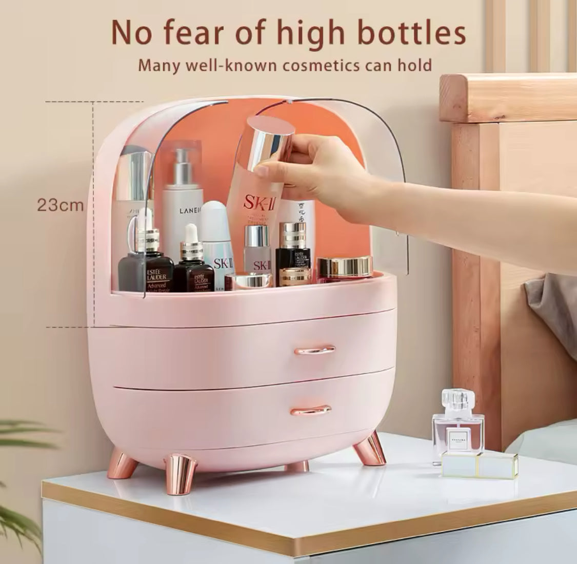 Desktop Cosmetics Storage Box With Drawers, Makeup Sundries Storage Organizer, Cosmetic Display Case, Dust Proof Storage Rack Desktop Cosmetics Storage Box With Drawers, Makeup Sundries Storage Organizer, Cosmetic Display Case, Dust Proof Storage Rack